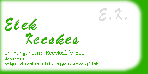 elek kecskes business card